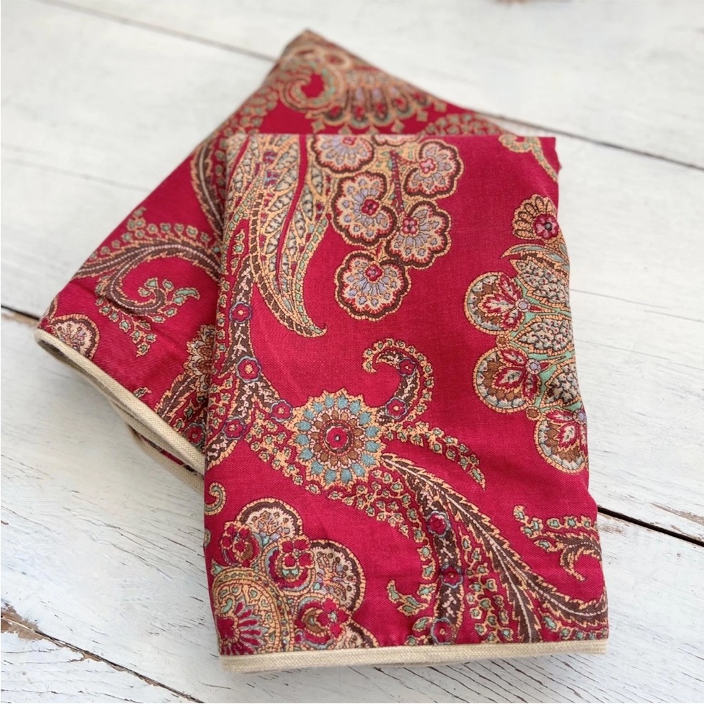2 Ralph Lauren ~ Chaps Juliette Paisley STANDARD Pillow Shams Holiday Red Floral